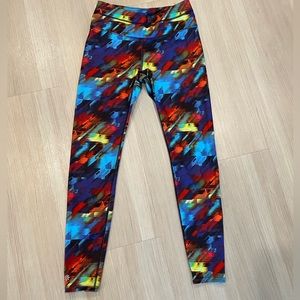 Athleta Yoga Pants/Leggings Abstract Pixel Rainbow  Multicolor Printed